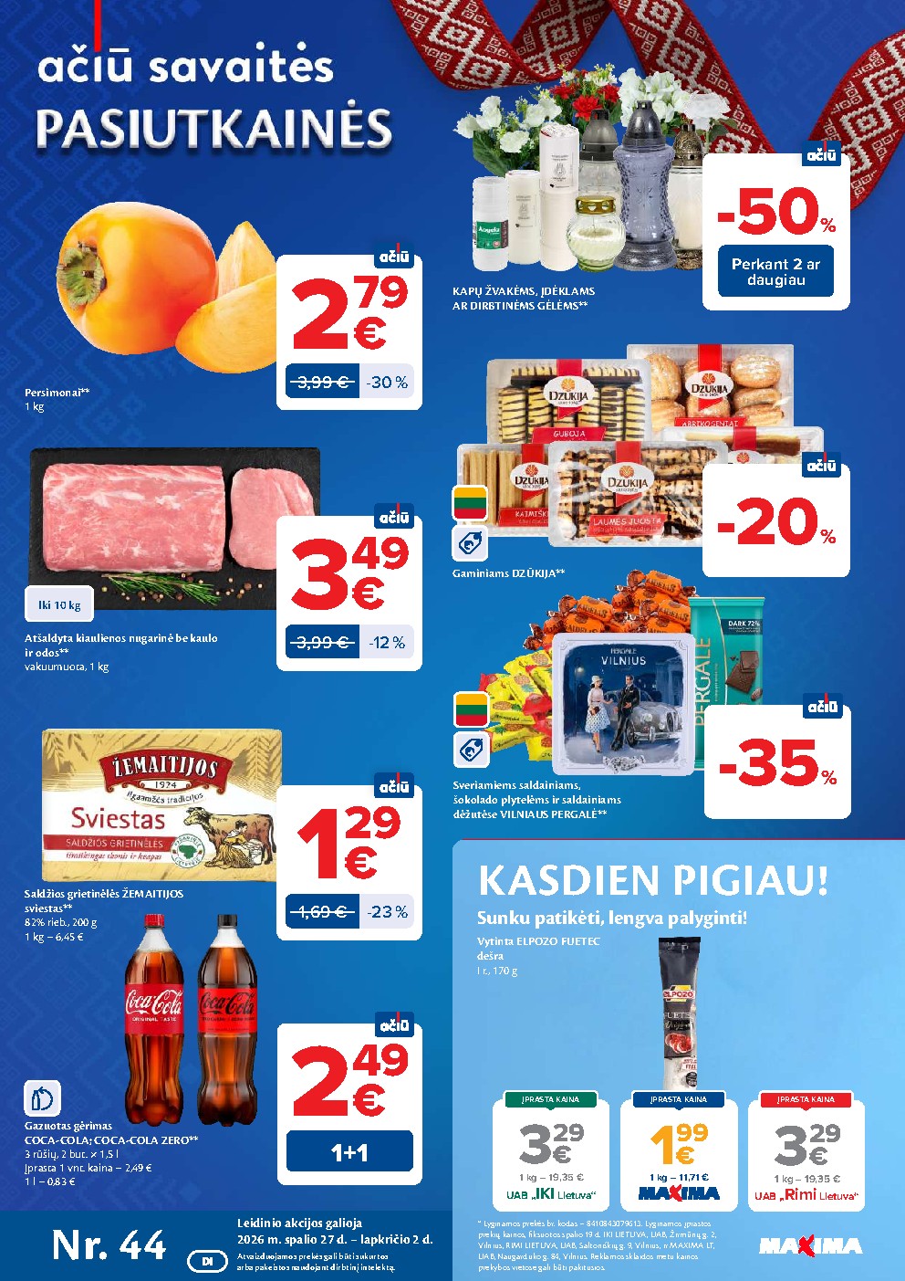 MAXIMA - AČIŪ savaitinis leidinys Nr. 44 (2026-10-27 - 2026-11-02) | 1