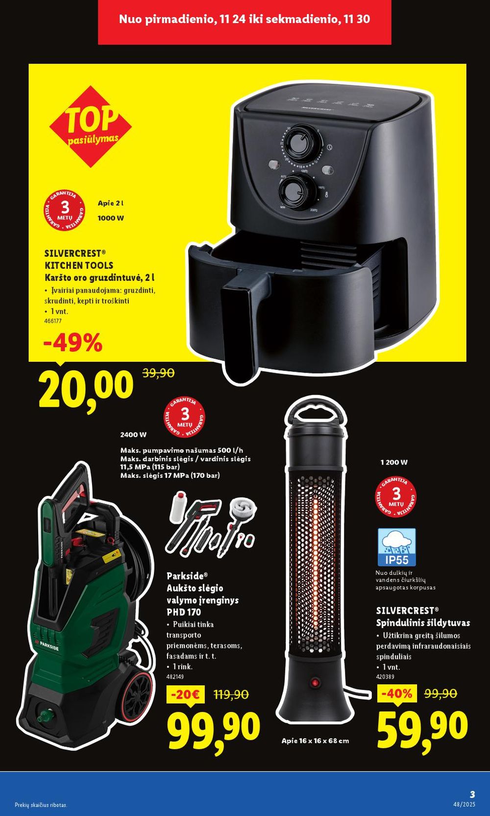 LIDL - Ne maisto prekių pasiūlymai (2025 11 24 - 2025 11 30) | 3