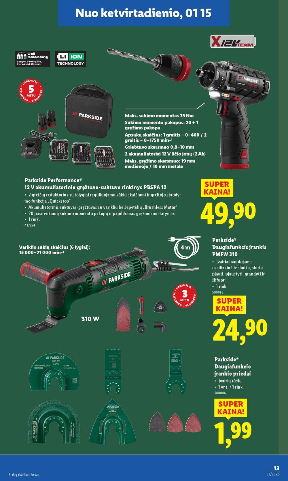 LIDL - Ne maisto prekių pasiūlymai (2026 01 12 - 2026 01 18) | 13