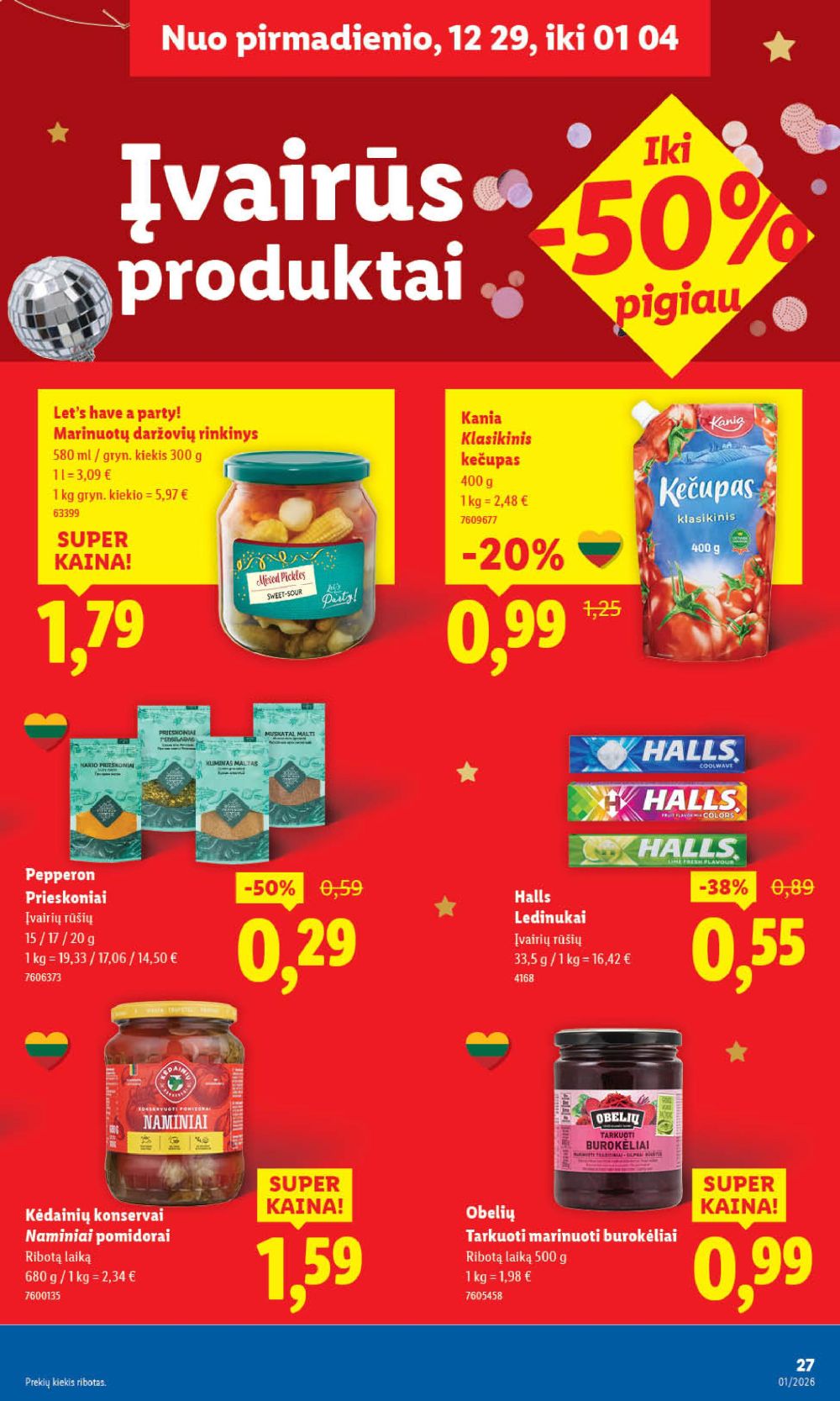 LIDL - Maisto prekių pasiūlymai (2025 12 29 - 2026 01 04) | 27