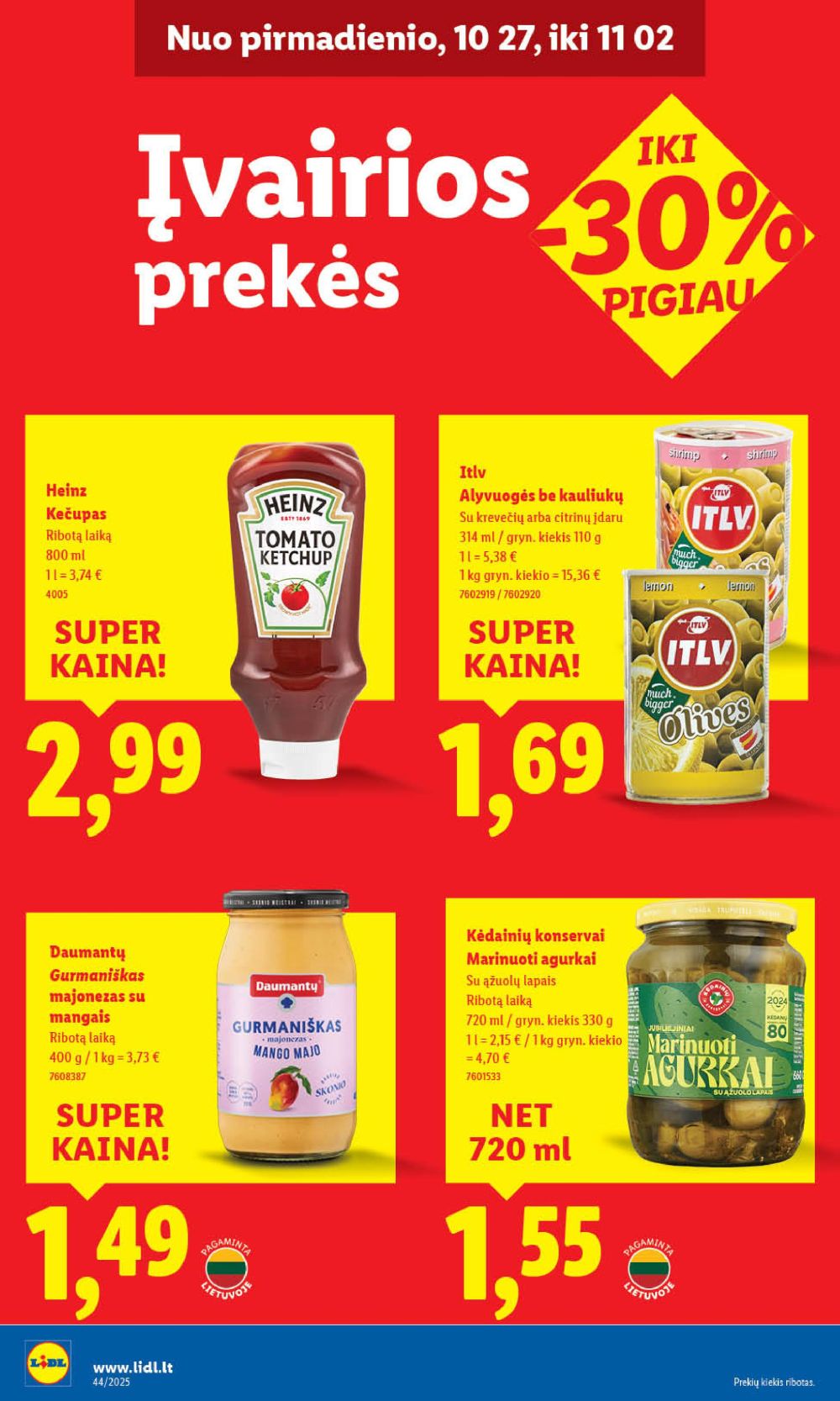 LIDL - Maisto prekių pasiūlymai (2025 10 30 - 2025 11 02) | 44