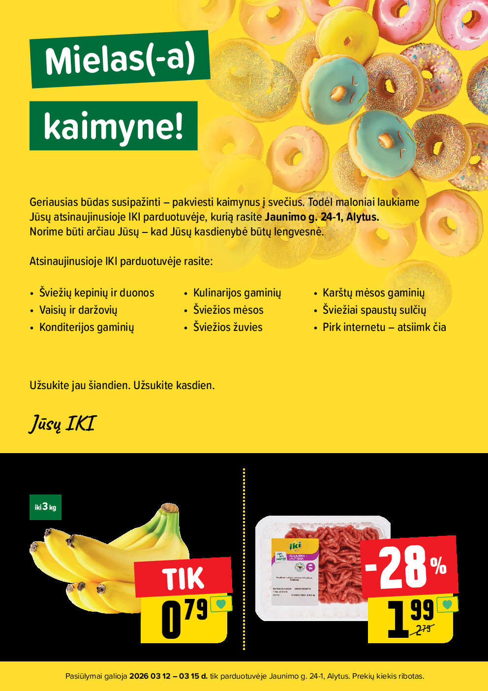 Specialūs pasiūlymai IKI Vidzgiris parduotuvės klientams (2026-03-12 - 2026-03-15) | 2